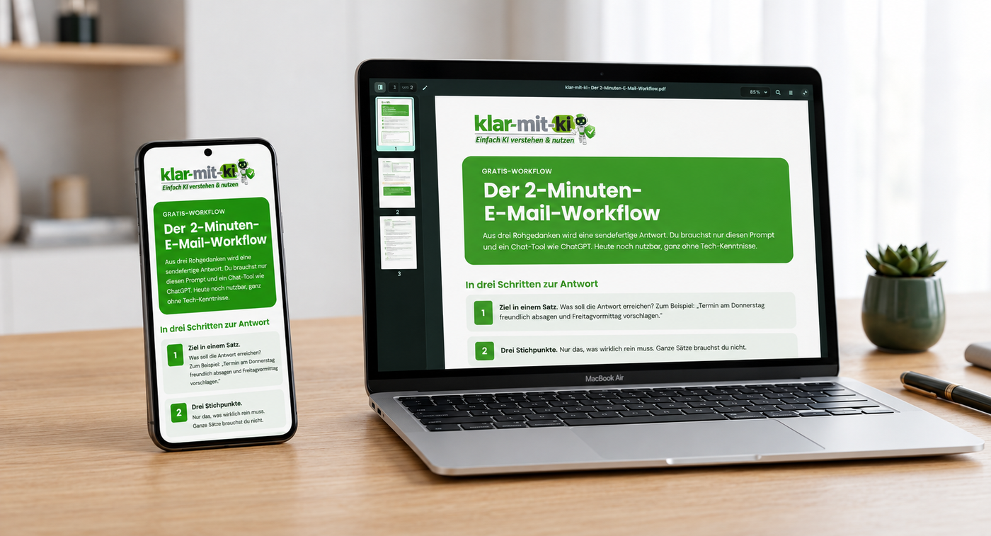 Der 2-Minuten-E-Mail-Workflow auf Laptop und Handy